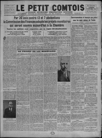 28/09/1936 - Le petit comtois [Texte imprimé] : journal républicain démocratique quotidien