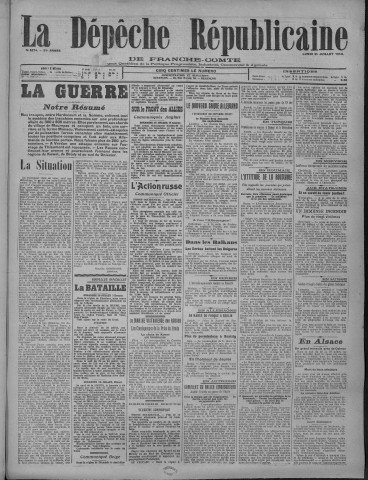 31/07/1916 - La Dépêche républicaine de Franche-Comté [Texte imprimé]