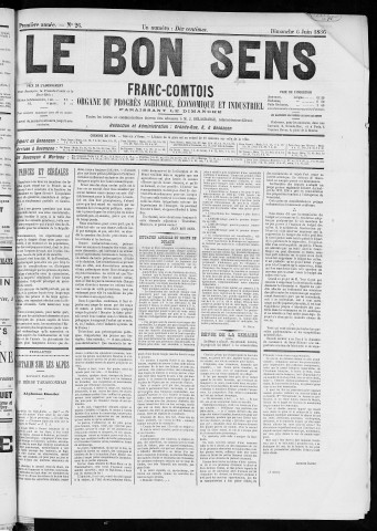 06/06/1886 - Organe du progrès agricole, économique et industriel, paraissant le dimanche [Texte imprimé] / . I