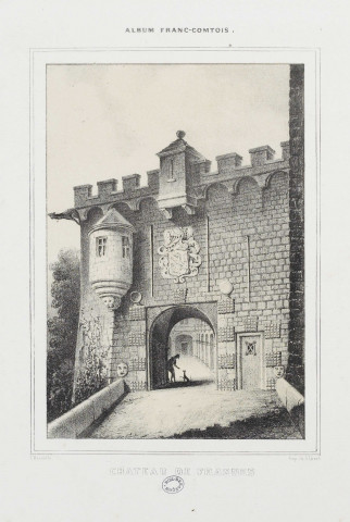 Château de Frasnes [estampe] / P. Marnotte , [Besançon] : Impr. de A. Girod, [1800-1899] Album franc-comtois