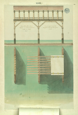 Etude du pont de bois construit à Bassano sur la rivière de la Brenta en 1570 par Palladio : plan et élévation / Pierre-Adrien Pâris , [S.l.] : [P.-A. Pâris], [1700-1800]