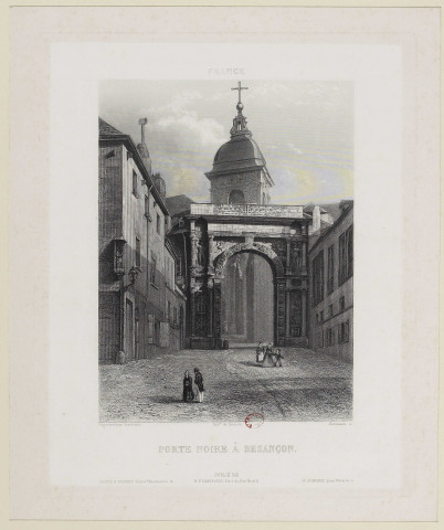 Porte Noire à Besançon [image fixe] / Daguerréotype Lerebours, Hurlimann sc.  ; Impie de Sauniée , Paris : Goupil et Wibert : N. P. Lerebours, 1800/1899