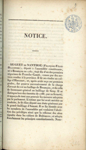 Notice [sur Muguet de Nanthou] [Texte imprimé]