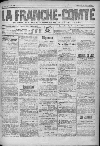 01/03/1895 - La Franche-Comté : journal politique de la région de l'Est