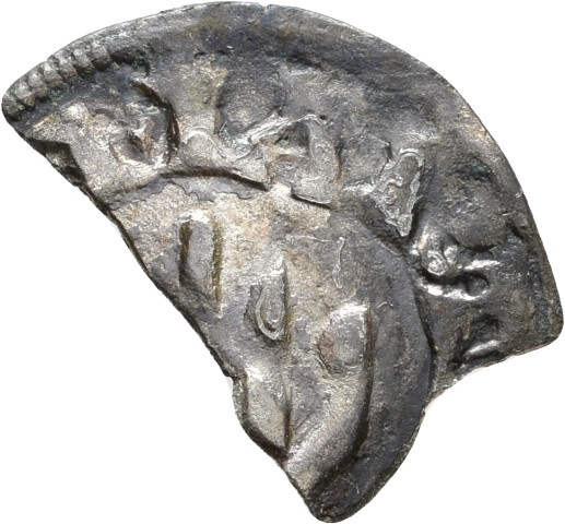 874.1.93.7 - pièce de monnaie (fragment) ; denier estevenant