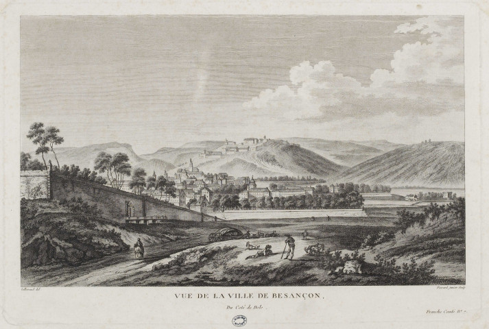 Vue de la ville de Besançon, du côté de Dole [image fixe] / Lallemand del., Fessard junior sculp. , 1700/1799 Franche-Comté ; N° 7