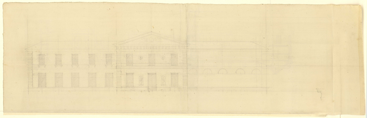 Hôtels Tassin de Villiers et Tassin de Moncourt, à Orléans. Coupe / Pierre-Adrien Pâris , [S.l.] : [P.-A. Pâris], [1791]
