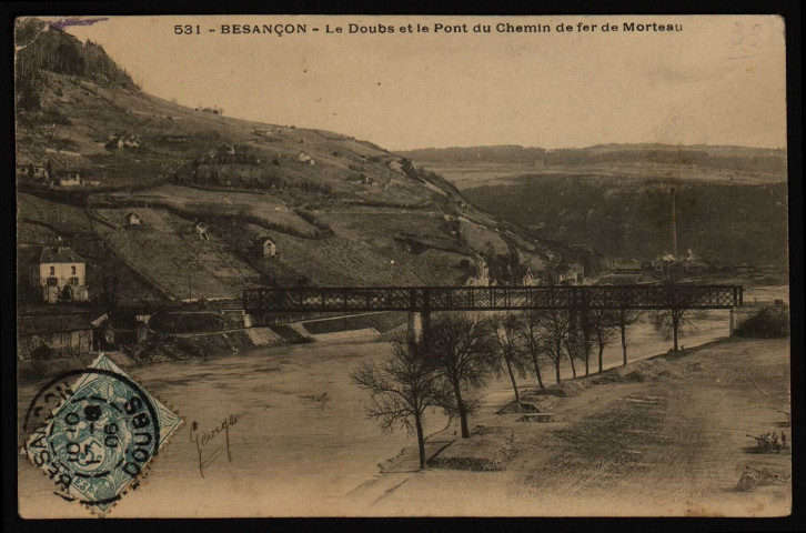 Besançon - Le Doubs et le Pont du chemin de fer de Morteau [image fixe] , 1904/1906