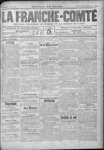15/11/1893 - La Franche-Comté : journal politique de la région de l'Est