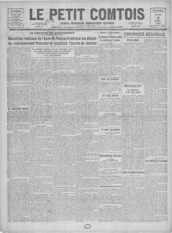 02/04/1928 - Le petit comtois [Texte imprimé] : journal républicain démocratique quotidien
