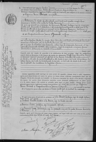 Registre des mariages, 1905