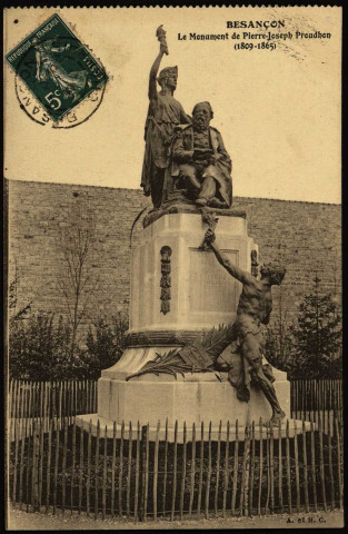 Besançon - Le monument de Pierre-Joseph Proudhon (1809-1865) [image fixe] : A. et H. C., 1910-1920