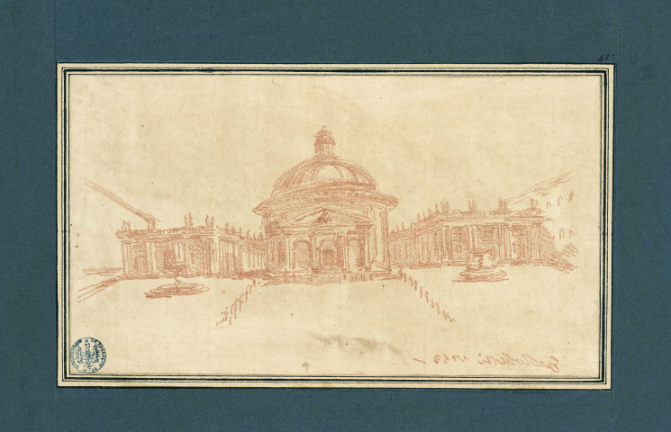 Vue de l'église Santa Maria Assunta in Cielo à l'Ariccia , [Rome], [vers 1760-1770]