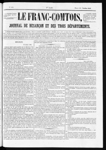 30/10/1849 - Le Franc-comtois - Journal de Besançon et des trois départements