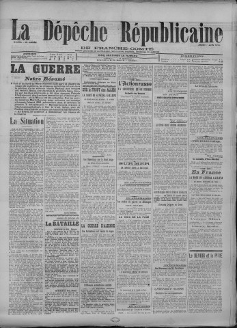 01/06/1916 - La Dépêche républicaine de Franche-Comté [Texte imprimé]