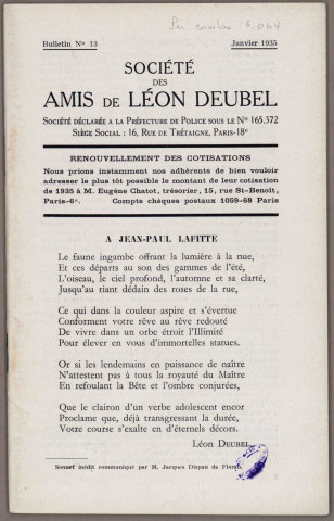 01/1935 - Bulletin / Société des amis de Léon Deubel
