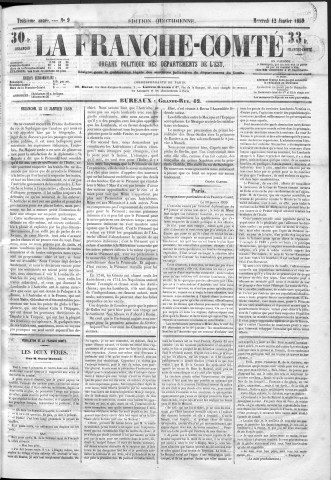 12/01/1859 - La Franche-Comté : organe politique des départements de l'Est