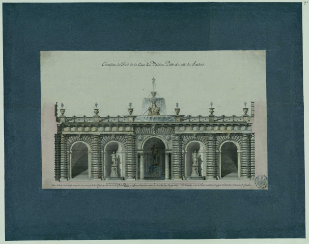 Elévation du fond de la cour du palais Pitti du côté du jardin / Pierre-Adrien Pâris , [S.l.] : [P.-A. Pâris], [1700-1800]