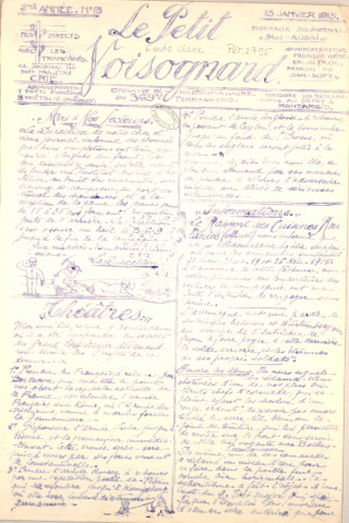 13/01/1915 - Le Petit Voisognard : organe bi-hebdomadaire du 369e terrassiers
