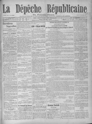 13/11/1919 - La Dépêche républicaine de Franche-Comté [Texte imprimé]