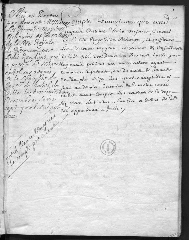 Comptes de la Ville de Besançon, recettes et dépenses, Compte de Jacques Antoine Varin (1690)