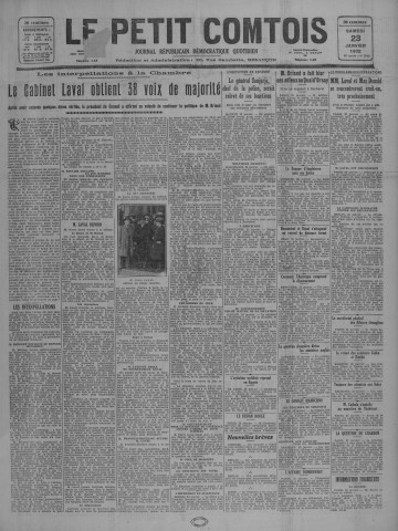 23/01/1932 - Le petit comtois [Texte imprimé] : journal républicain démocratique quotidien