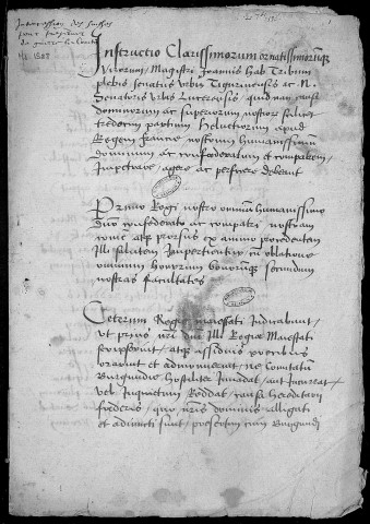 Ms 1588 - Documents concernant les relations de la Franche-Comté avec les Cantons suisses. (XVIe et XVIIe siècles)