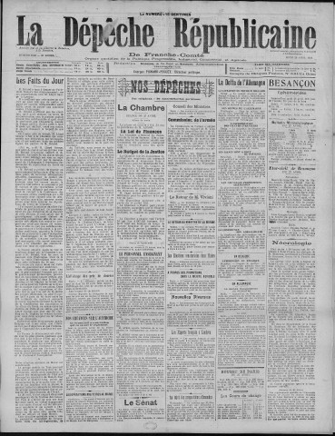 28/04/1921 - La Dépêche républicaine de Franche-Comté [Texte imprimé]