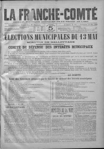 13/05/1888 - La Franche-Comté : journal politique de la région de l'Est