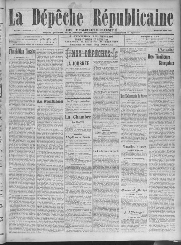 10/03/1908 - La Dépêche républicaine de Franche-Comté [Texte imprimé]