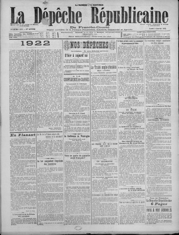 09/01/1922 - La Dépêche républicaine de Franche-Comté [Texte imprimé]