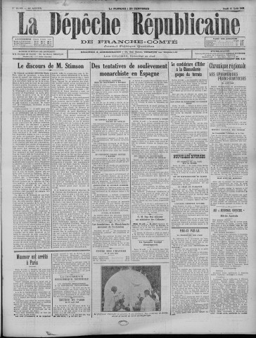 11/08/1932 - La Dépêche républicaine de Franche-Comté [Texte imprimé]