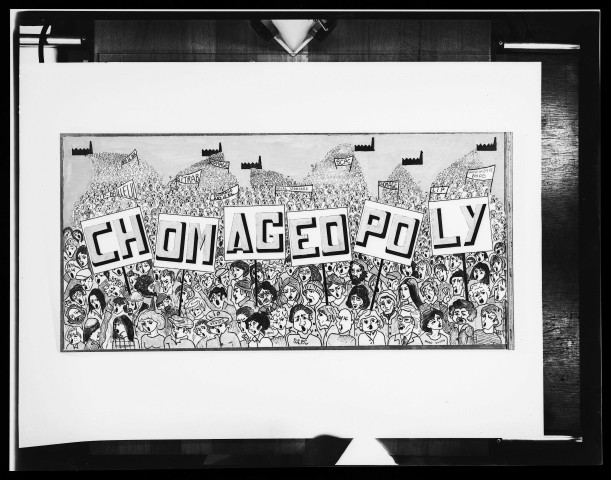 39MDT366 - Conflit Lip, montage photographique : négatif (noir et blanc).