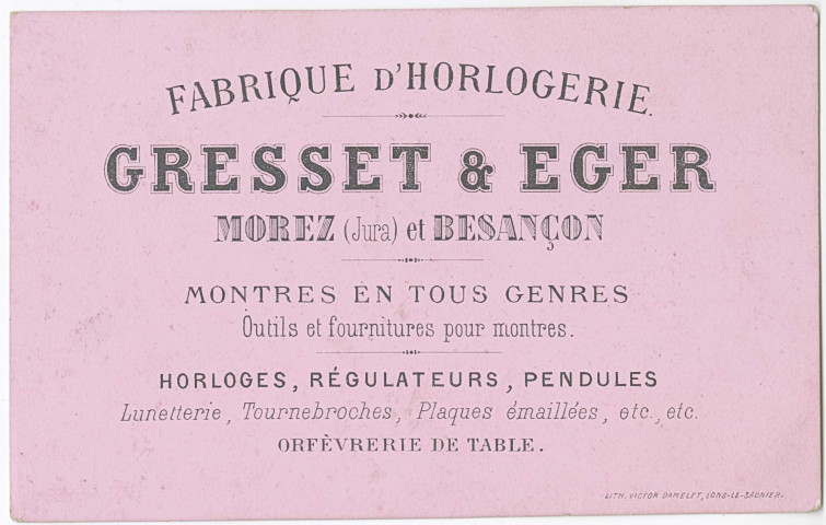 2021.0.136 - FABRIQUE D'HORLOGERIE / GRESSET ET EGER / MOREZ (Jura) et BESANCON