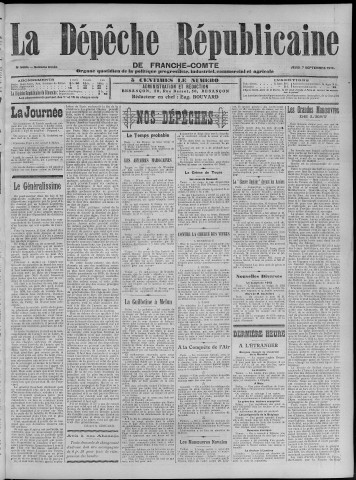 07/09/1911 - La Dépêche républicaine de Franche-Comté [Texte imprimé]