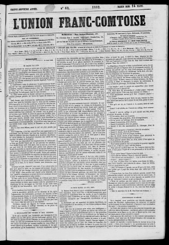 14/03/1882 - L'Union franc-comtoise [Texte imprimé]