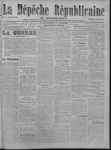 22/11/1914 - La Dépêche républicaine de Franche-Comté [Texte imprimé]