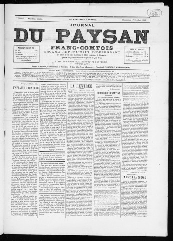 17/10/1886 - Le Paysan franc-comtois : 1884-1887