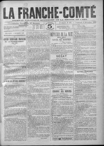 06/12/1889 - La Franche-Comté : journal politique de la région de l'Est