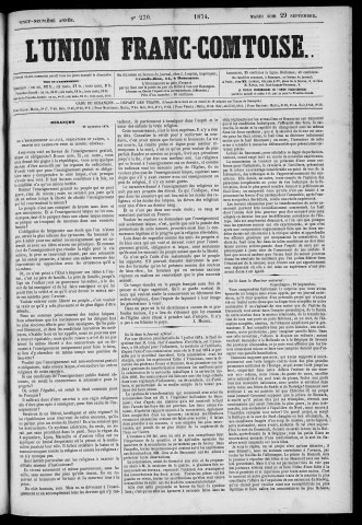 29/09/1874 - L'Union franc-comtoise [Texte imprimé]
