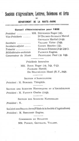 01/01/1931 - Bulletin de la Société d'agriculture, sciences et arts du département de la Haute-Saône [Texte imprimé]