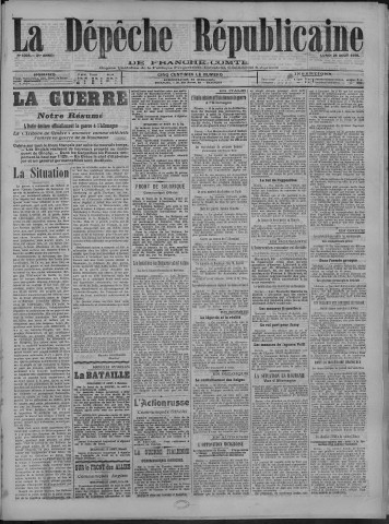 28/08/1916 - La Dépêche républicaine de Franche-Comté [Texte imprimé]
