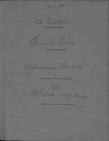 Ms 1800 - Franche-Comté. Archéologie. Alaise et Mandeure. Notes d'Auguste Castan (1833-1892)