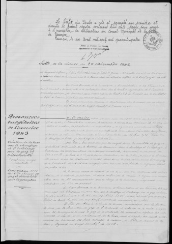 Registre des délibérations du Conseil municipal, avec table alphabétique, du 29 décembre 1942 au 18 janvier 1946