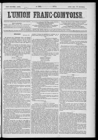 14/12/1874 - L'Union franc-comtoise [Texte imprimé]