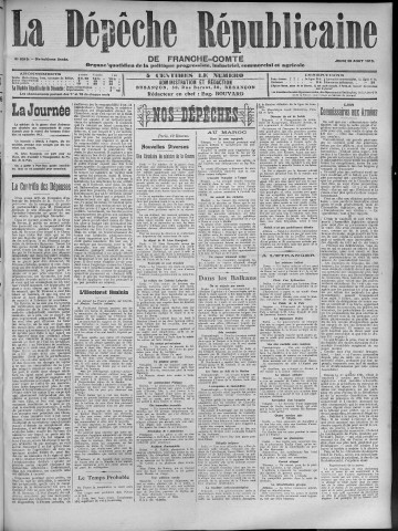 28/08/1913 - La Dépêche républicaine de Franche-Comté [Texte imprimé]