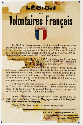Légion des volontaires français : appel à l'engagement., affiche