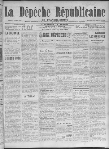 15/07/1908 - La Dépêche républicaine de Franche-Comté [Texte imprimé]