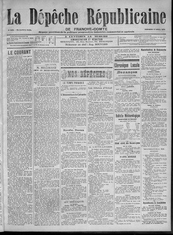 17/04/1914 - La Dépêche républicaine de Franche-Comté [Texte imprimé]