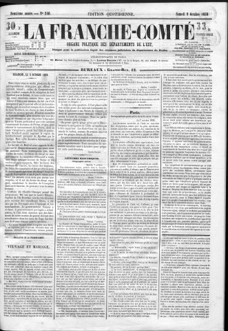 09/10/1858 - La Franche-Comté : organe politique des départements de l'Est